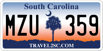 SC license plate MZU359