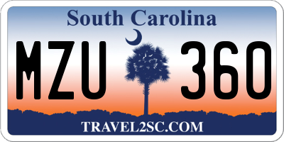 SC license plate MZU360