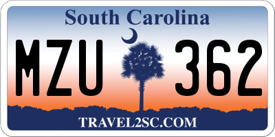 SC license plate MZU362