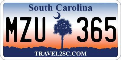 SC license plate MZU365