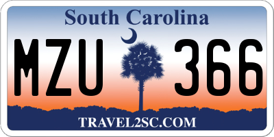 SC license plate MZU366