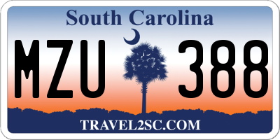 SC license plate MZU388
