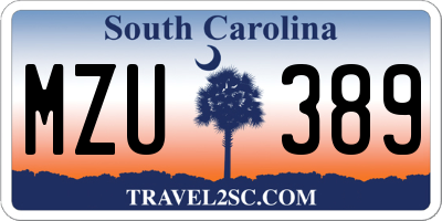 SC license plate MZU389
