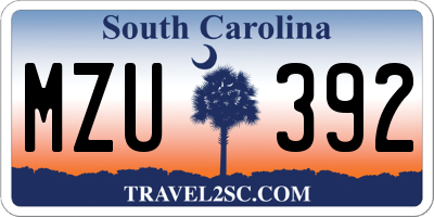 SC license plate MZU392