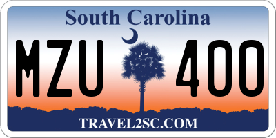 SC license plate MZU400
