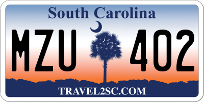 SC license plate MZU402