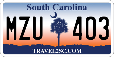 SC license plate MZU403