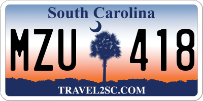 SC license plate MZU418