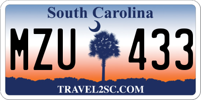 SC license plate MZU433