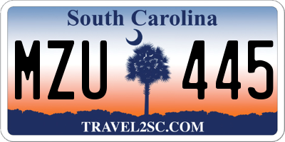 SC license plate MZU445