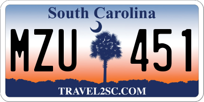 SC license plate MZU451