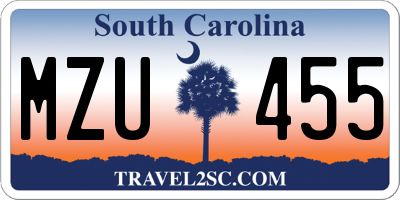 SC license plate MZU455