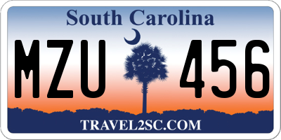 SC license plate MZU456