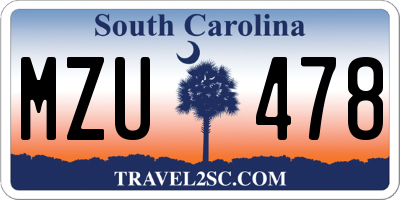 SC license plate MZU478