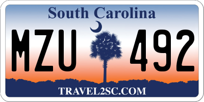 SC license plate MZU492