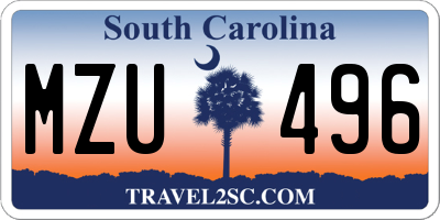 SC license plate MZU496