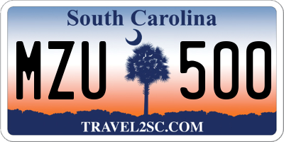 SC license plate MZU500