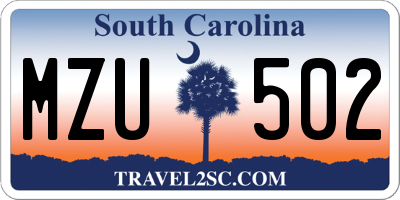 SC license plate MZU502