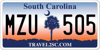 SC license plate MZU505