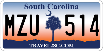 SC license plate MZU514