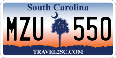SC license plate MZU550