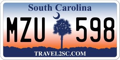 SC license plate MZU598