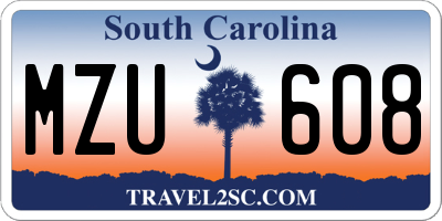 SC license plate MZU608