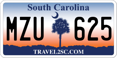 SC license plate MZU625