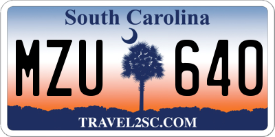 SC license plate MZU640