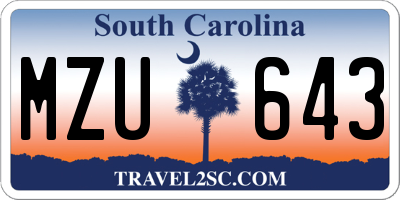 SC license plate MZU643