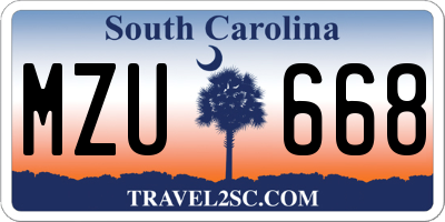 SC license plate MZU668