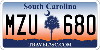 SC license plate MZU680