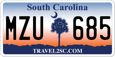 SC license plate MZU685