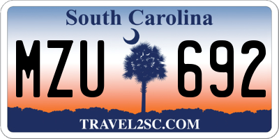 SC license plate MZU692