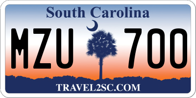 SC license plate MZU700