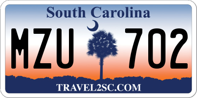 SC license plate MZU702
