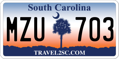 SC license plate MZU703
