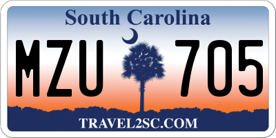 SC license plate MZU705