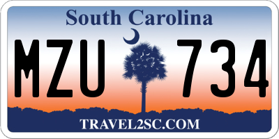 SC license plate MZU734