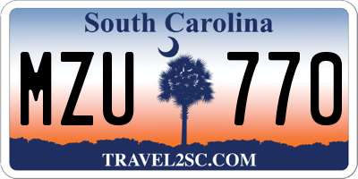 SC license plate MZU770