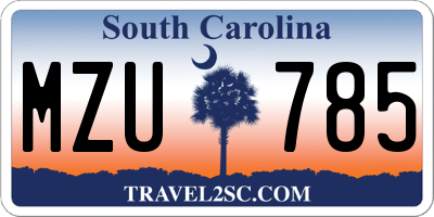 SC license plate MZU785