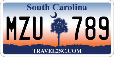 SC license plate MZU789