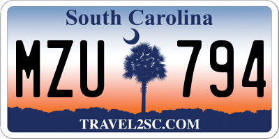 SC license plate MZU794