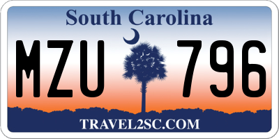 SC license plate MZU796