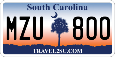 SC license plate MZU800