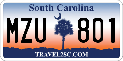 SC license plate MZU801