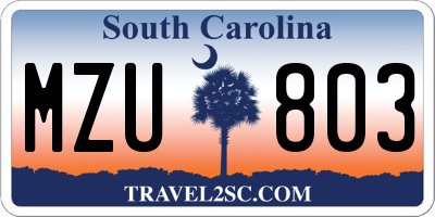 SC license plate MZU803
