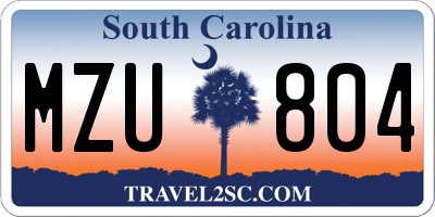 SC license plate MZU804