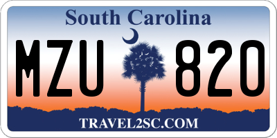 SC license plate MZU820