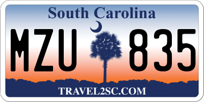 SC license plate MZU835